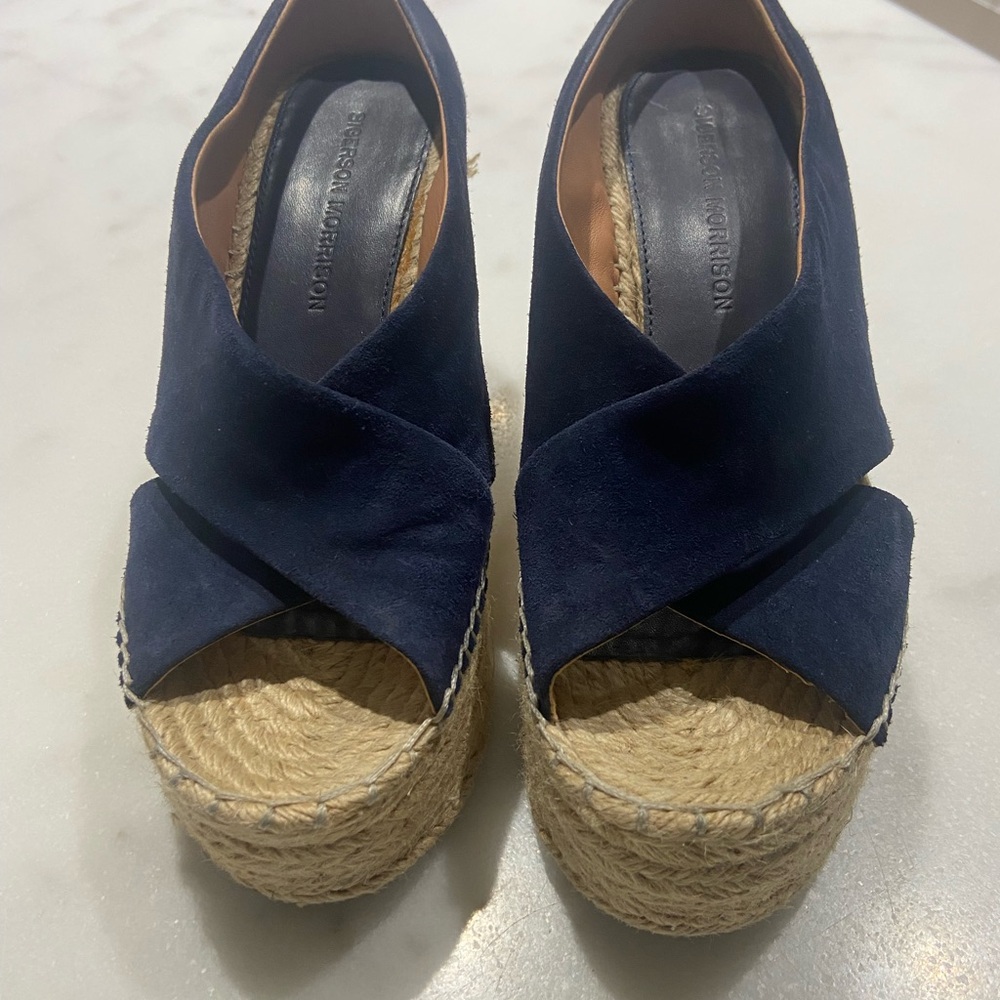 Sigerson Morrison Dark Blue Espadrille Wedges